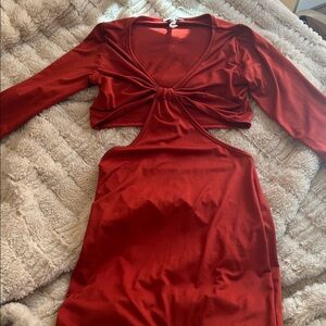 Charlotte Russe Vibrant Red Cutout Twisted Knot Top Dress Homecoming Formal
